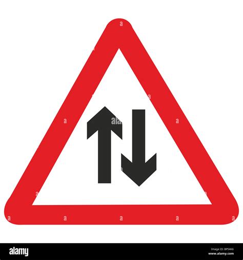 Uk Road Sign Arrows Two Way Traffic Drive On Left Stock Photo Alamy