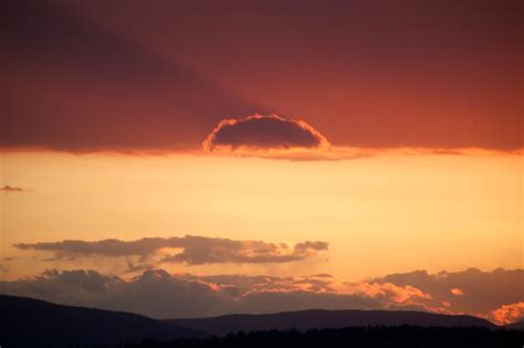 Free Picture Orange Colored Clouds Sunset Summer Clouds Mountains