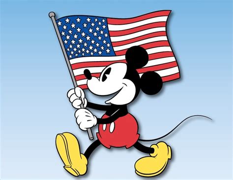 Mickey Mouse Carrying American Flag Character Design Disney Disney