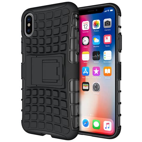 Dual Layer Rugged Shockproof Case Apple Iphone X Black