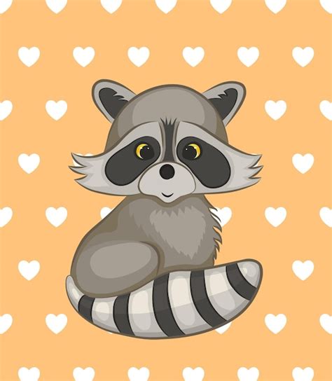 Premium Vector Cute Cartoon Raccoon Vector Illustration