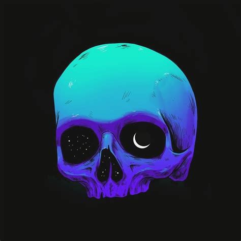 Aesthetic Blue Dark Neon Skull Video Laughes