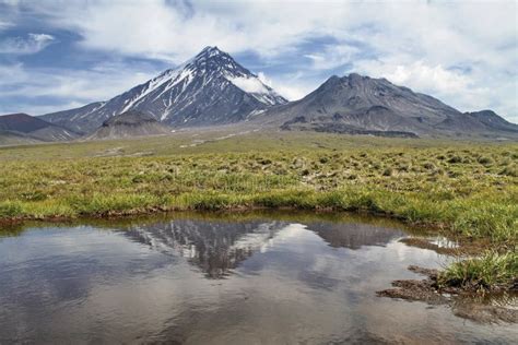 Reflection Of The Volcano Stock Image Image Of Kamchatka 130806107
