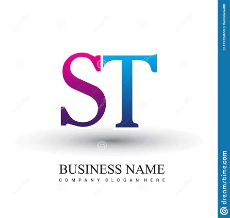 Initial Letter Logo St Colored Red And Blue Vector Logo Design
