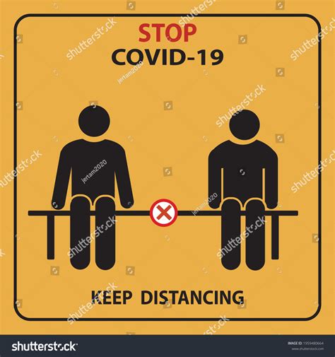 Stop Covid19 Keep Distance Signage Icon Stock Vector Royalty Free