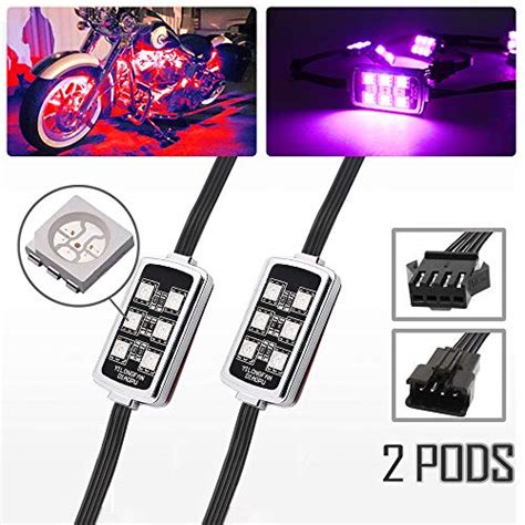 2 Pod Led Rgb Multi Color Motorcycle Neon Accent Under Glow Lights For