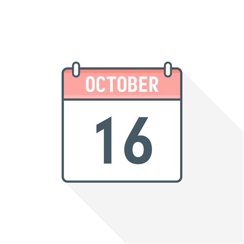 16th October Calendar Icon October 16 Calendar Date Month Icon Vector