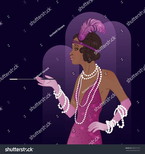 retro fashion glamour girl twenties african stock vector royalty free 580271215