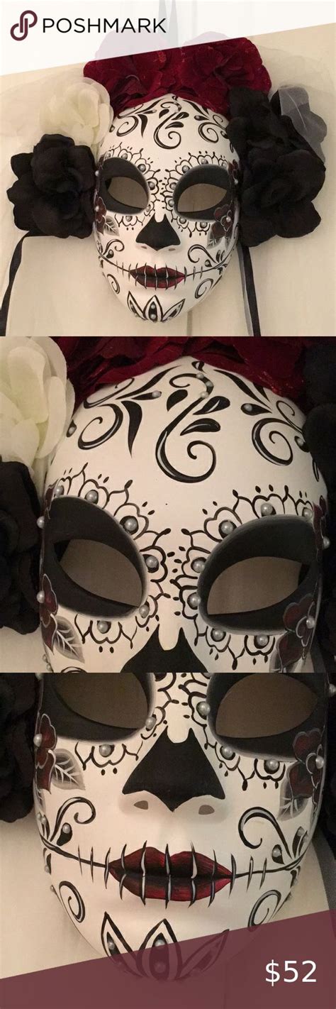 Mask Dia Des Las Muertos NWT Costume Decorative Costumes Black And