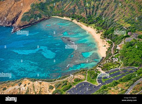 Aerial View Hanauma Bay Oahu Hawaii United States Stock Photo Alamy