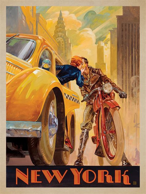 New York Minute Original Oil Painting By Artist Kai Carpenter Art Deco Posters Vintage