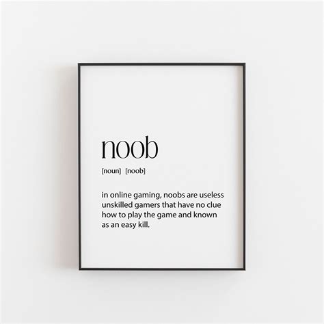 Noob Definition Print For A Games Room Or Can Be Used In Etsy Australia