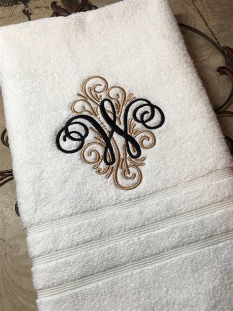 Size Of Monogram On Bath Towels Initial Monogram Personalized Bath