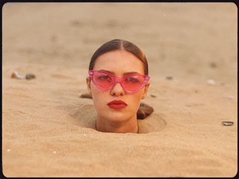 Woman Buried Up To Her Neck In The Ground Sand Surrealism Photography Square Sunglasses Women