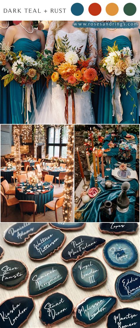 Dark Teal And Rust Fall Wedding Color Ideas For 2023