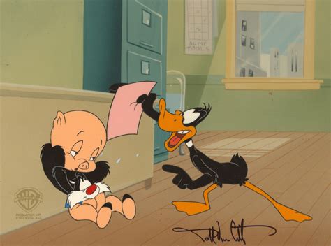 Looney Tunes Original Production Cel Porky Daffy And Sylvester In