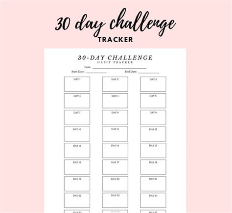 Day Challenge Tracker Printable Printable Habit Tracker Day
