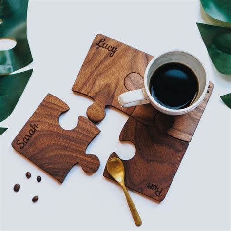 Personalised Wood Set Of Four Jigsaw Coasters Wood Projects