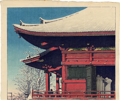 hasui clearing after a snowfall at the asakusa kannon temple sold egenolf gallery japanese