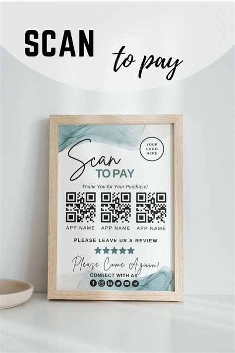 Editable Qr Code Sign Printable Payment Sign Scan To Pay Etsy In 2023