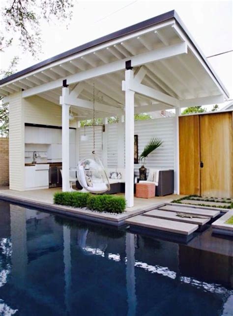 Whether you're planning on barbecuing a few burgers or going full chef, know that the process of designing an outdoor kitchen requires a few. Outdoor kitchen, hanging seat, angle of roof line meeting house (opposite angle tho) | Pool ...