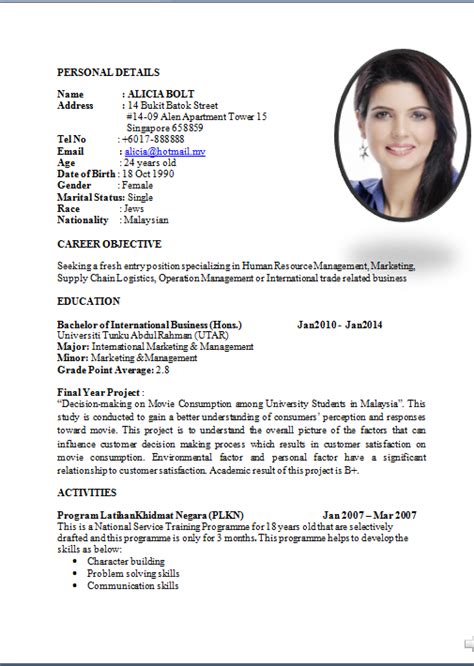 Resume template splendid sample resume for nurses applying abroad. Sample Curriculum Vitae For Job Application How To Write A ...