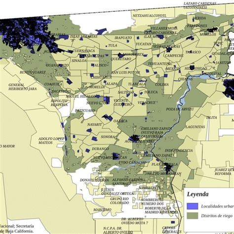 Mapa De La Ciudad De Mexicali Y El Valle De Mexicali Por Ejidos