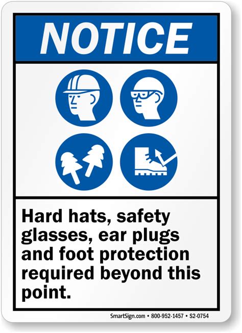 Hard Hats Safety Glasses Ear Plugs Required Ppe Sign Sku S2 0754
