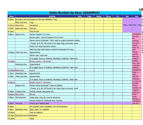 Effective Hourly Schedule Templates Excel Ms Word Templatelab
