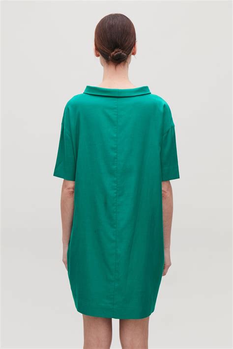 Free shipping and free returns available, or buy online and pick up in store! FOLDED-COLLAR DRAPED DRESS - Aqua green - Dresses - COS ...