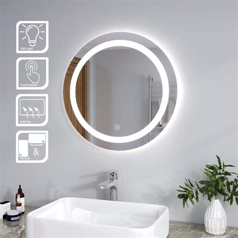 Elegant Modern Bathroom Mirror Round Waterproof Illuminated Led Backlit Wall Makeup Mirrors With