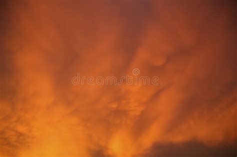 Dark Orange Sky Evening Beauty And Clouds At Sunset Stock Photo Image