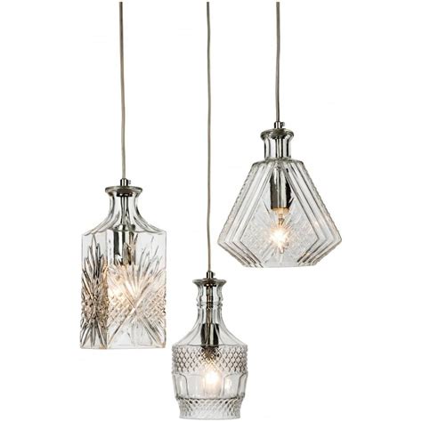 Firstlight Decanter 3 Light Multi Drop Pendant With Decorative Glass Shades 3450 Lighting From
