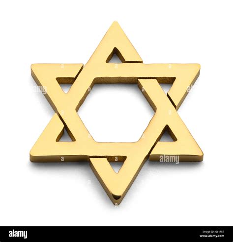 Jewish Golden Star Of David Isolated On White Background Stock Photo