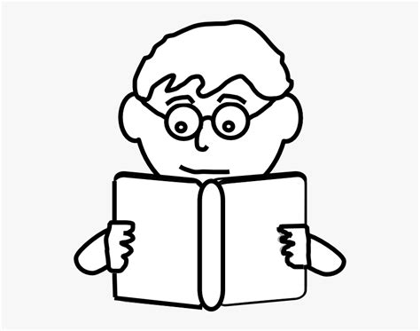 Child Reading Clipart Black And White