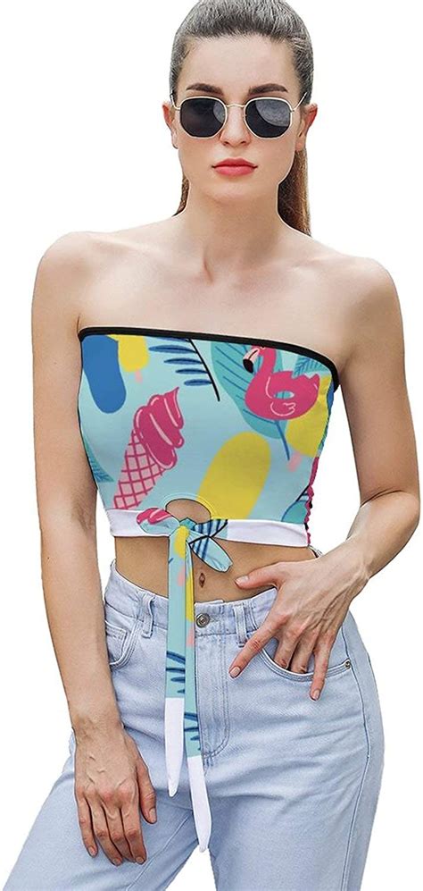 women s summer print sexy sleeveless top stretch strapless tube top amazon ca clothing
