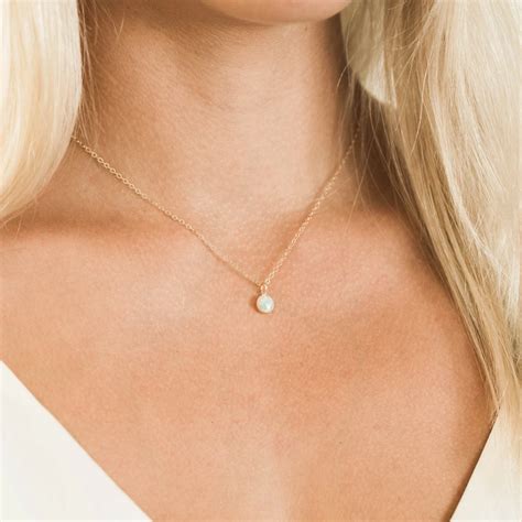 Tiny Opal Necklace Opal Necklace Dainty Opal Necklace Simple
