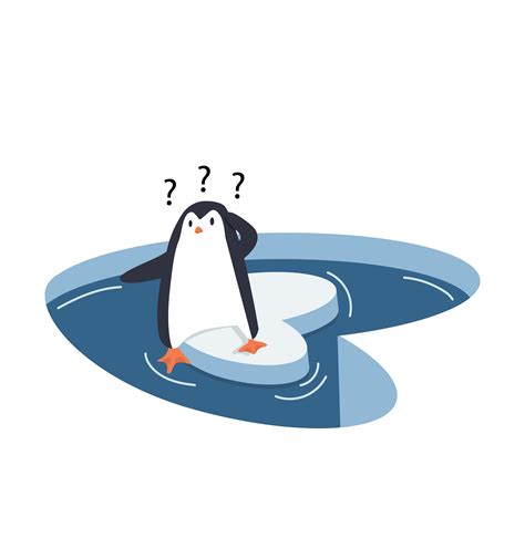 Confused Penguin On A Piece Of Ice Vector Art At Vecteezy