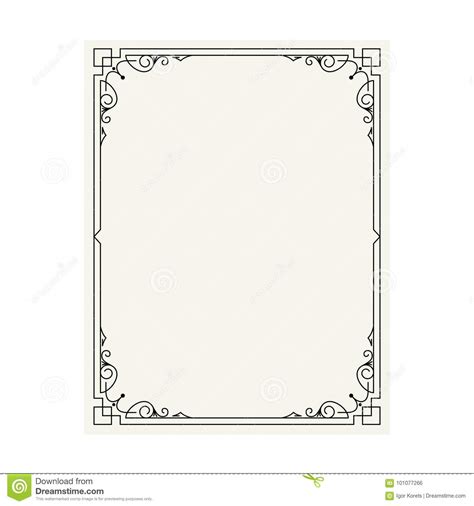 Vector Vintage Border Frame Engraving With Retro Ornament Pattern In