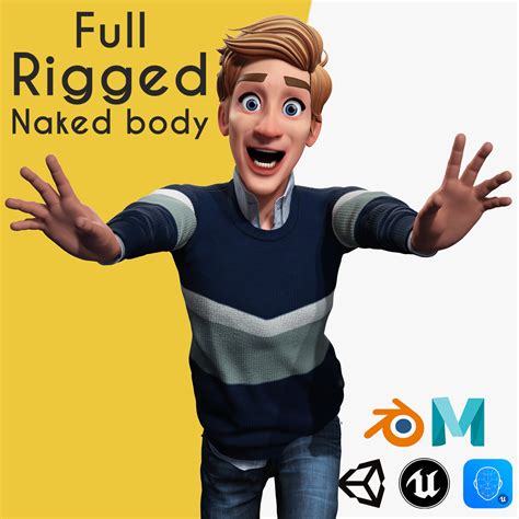 Artstation Father Cartoon Man Rigged 3d Model Realtime Male 3d Toon