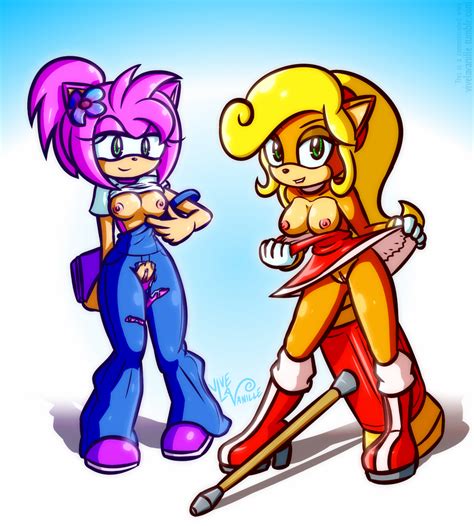 Rule 34 2girls Amy Rose Anthro Bandicoot Blonde Hair Boots Breasts