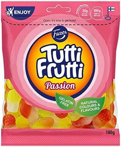 Amazon Fazer Tutti Fruttiトゥッティ フルッティ パッション フルーツ味 グミ 180g1袋 グルテンフリー