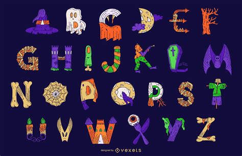 Halloween Alphabet Set Halloween Typography Halloween Fonts