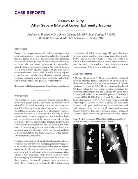 Pdf Return To Duty After Severe Bilateral Lower Extremity Trauma