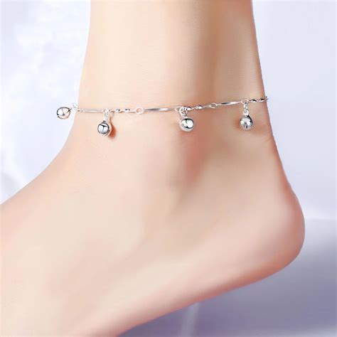 New 925 Sterling Silver Anklets Casual The Bell Design Silver Chains