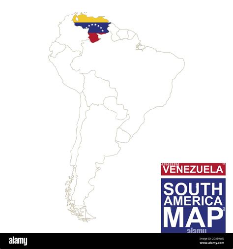 South America Contoured Map With Highlighted Venezuela Venezuela Map