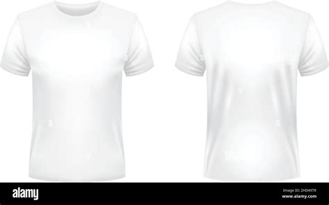 Blank White T Shirt Template Front And Back Views Photo Realistic