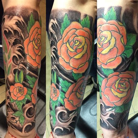 This tattoo includes a black and white inked lion's face with two roses below the lion. 24+ Half Sleeve Tattoo Designs, Ideas | Design Trends ...