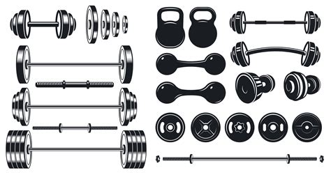 Gym Equipment Silhouette Fitness Sport Heavy Weight Barbell And