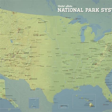 Npca National Park System Map 24x36 Poster Etsy